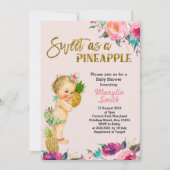 Roos Gold Pineapple Baby shower Invitation Kaart (Voorkant)