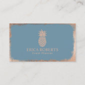 Roos Gold Pineapple Dusty Blue Event Planning Visitekaartje (Voorkant)