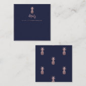 Roos Gold Pineapple Weddenschap - Details Kaarten Vierkante Visitekaartje (Voorkant / Achterkant)