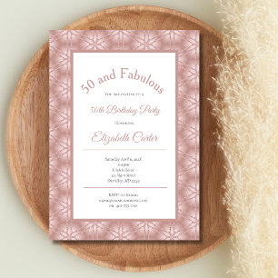 Roos Gold Pink 50 Fabulous Birthday Invitation Kaart