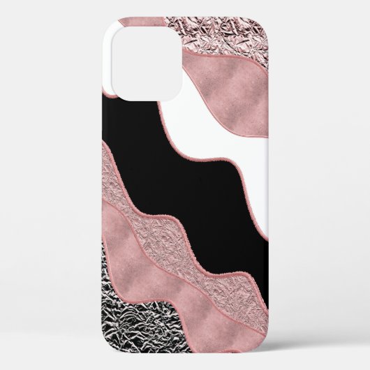 Roos Gold Pink Abstract Wave Modern Glam Trendy Case-Mate iPhone Case (Achterkant)