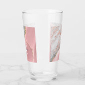 Roos Gold Pink Agate Glitter Marble Monogram Naam Glas (Links)