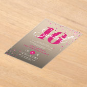 Roos Gold Pink & Black Sweet 16 Verjaardag Acryl Uitnodigingen (Laagn)