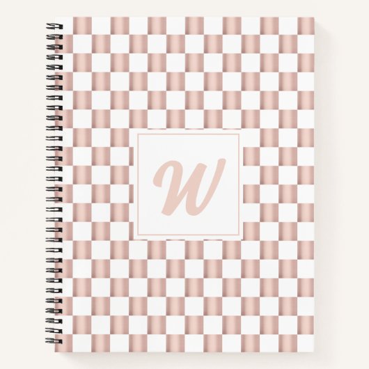 Roos Gold Pink Checkerboard Monogram Notitieboek (Voorkant)