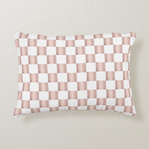 Roos Gold Pink Checkerboard Patroon Accent Kussen