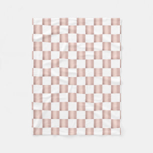 Roos Gold Pink Checkerboard Patroon Fleece Deken