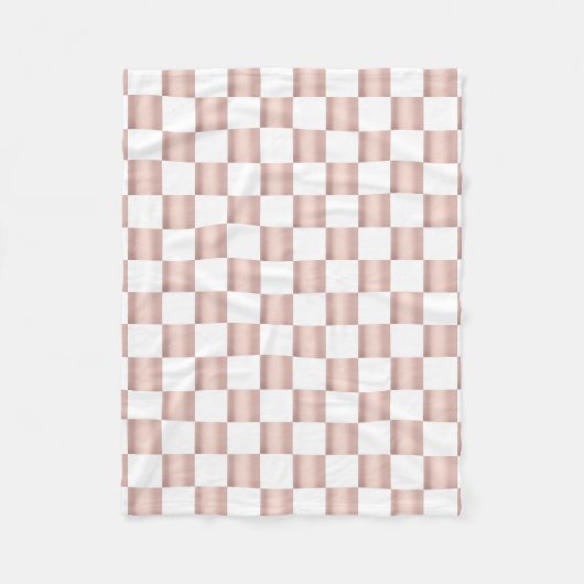 Roos Gold Pink Checkerboard Patroon Fleece Deken (Voorkant)