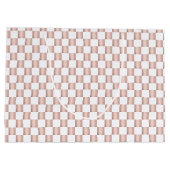 Roos Gold Pink Checkerboard Patroon Groot Cadeauzakje (Achterkant)