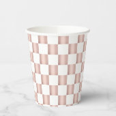 Roos Gold Pink Checkerboard Patroon Papieren Bekers (Links)