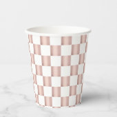 Roos Gold Pink Checkerboard Patroon Papieren Bekers (Voorkant)