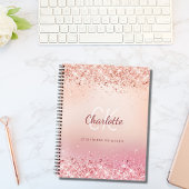Roos Gold Pink Diary Aangepaste naam Notitieboek