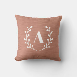 Roos Gold Pink Faux Metal WreatCustom Monogram Kussen