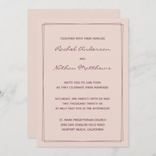 Roos Gold Pink / Fig Ink Wedding Invitting