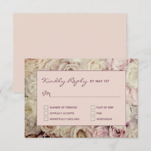 Roos Gold Pink/Fig RSVP-kaarten Roos Achtergrond RSVP Kaartje