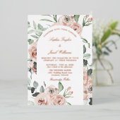 Roos Gold Pink Floral Eucalyptus Weddenschap Folie Uitnodiging (Staand Voorkant)