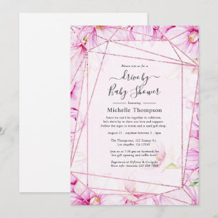 Roos Gold & Pink Floral Geometric Drive By Shower Kaart