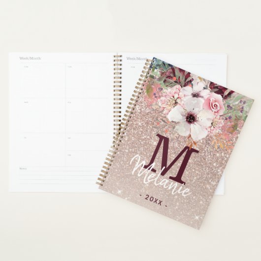 Roos Gold Pink Floral Monogram 2023 Planner (Display)