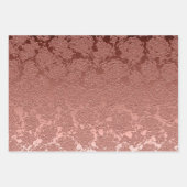 Roos Gold Pink Floral Succulent Pattern Metallic Inpakpapier Vel (Voorkant 2)