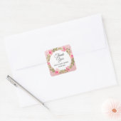 Roos Gold Pink Floral Wreate Hartelijk dank Baby s Vierkante Sticker (Envelop)