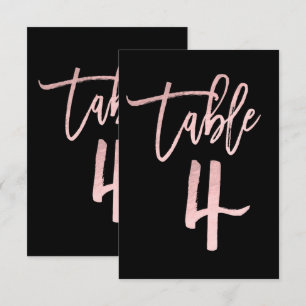 Roos Gold Pink Folie Moderne Script Table Number 4 Kaart