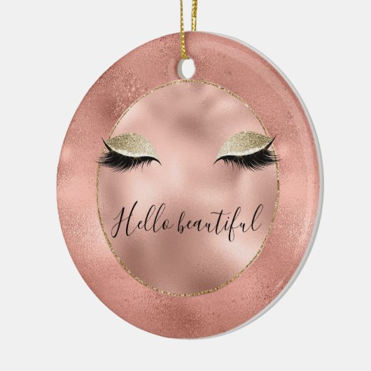 Roos Gold Pink Glam Glitzy Black Eyelashes Keramisch Ornament (Links)