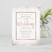 Roos Gold Pink Glam Modern Chic Wedding Kaart (Staand voorkant)