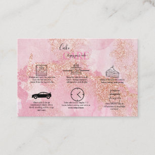 Roos Gold Pink Glitter Cake Care Visitekaartje