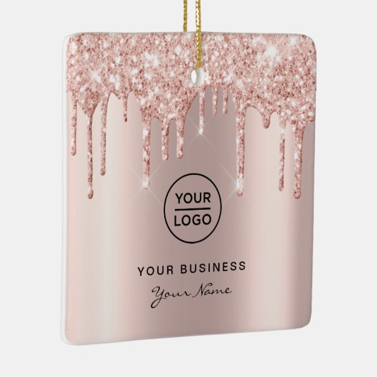 Roos Gold Pink Glitter Drift Lash Kerstmis Keramisch Ornament (Rechts)