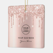 Roos Gold Pink Glitter Drift Lash Kerstmis Keramisch Ornament (Links)