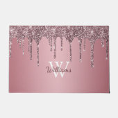 Roos Gold Pink Glitter Drift Sparkle Monogram Name Deurmat (Voorkant)