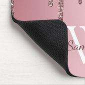 Roos Gold Pink Glitter Drift Sparkle Monogram Name Muismat (Hoek)