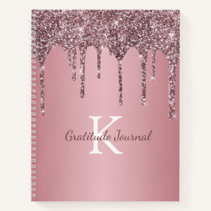 Roos Gold Pink Glitter Drip Gratitude Journal Notitieboek