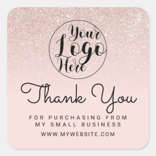 Roos Gold Pink Glitter Ombre Klant Hartelijk dank Vierkante Sticker