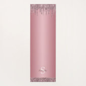 Roos Gold Pink Glitter Sparkle Drip Monogram Naam Yogamat (Achterkant)