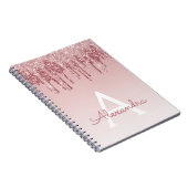 Roos Gold Pink Glitter Sparkle Monogram Notitieboe Notitieboek (Rechterzijde)
