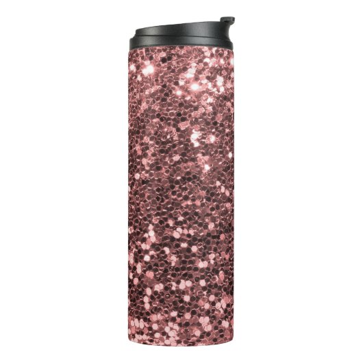 Roos Gold Pink Glitter Sparkle Thermosbeker (Gedraaid links)