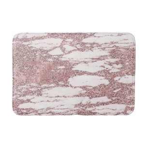 Roos Gold Pink Glitter Sparkly Marble Glam Trendy Badmat