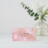 Roos Gold Pink Glitter Visitekaartje (Staand voorkant)