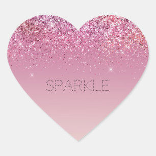 Roos Gold Pink Gold Glitter Sparkle Hart Sticker
