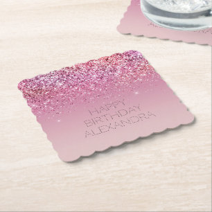 Roos Gold Pink Gold Glitter Sparkle Kartonnen Onderzetters