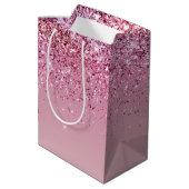 Roos Gold Pink Gold Glitter Sparkle Medium Cadeauzakje (Achterkant Gekanteld)