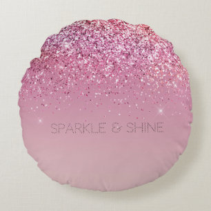 Roos Gold Pink Gold Glitter Sparkle Rond Kussen