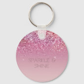 Roos Gold Pink Gold Glitter Sparkle Sleutelhanger (Voorkant)