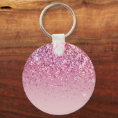 Roos Gold Pink Gold Glitter Sparkle Sleutelhanger (Achterkant)
