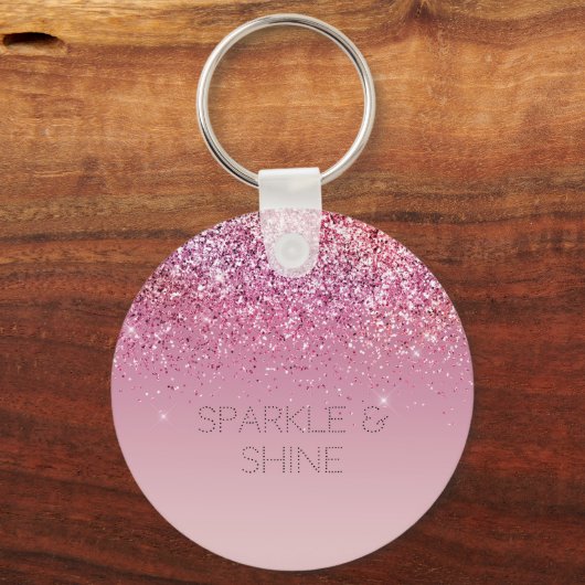 Roos Gold Pink Gold Glitter Sparkle Sleutelhanger (Voorkant)