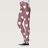 Roos Gold Pink Heart Pattern Valentijnsdag Leggings (Links)