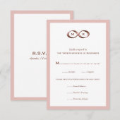 Roos Gold Pink Infinity Hand Clasp Wedding RSVP Ca Kaartje (Voorkant / Achterkant)