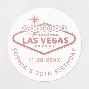 Roos Gold Pink Las Vegas Birthday Custom Favor Labels