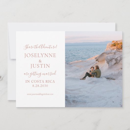 Roos Gold Pink Map Destination Travel Weddenschap  Save The Date (Achterkant)