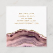 Roos Gold Pink Marble Agate Event Planner Vierkante Visitekaartje (Achterkant)